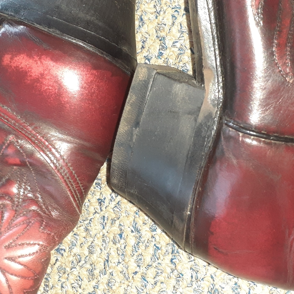 Cat’s Paw Vintage Western Cowboy Boots Red Floral Embroidered Leather SIZE 7 - Picture 14 of 16